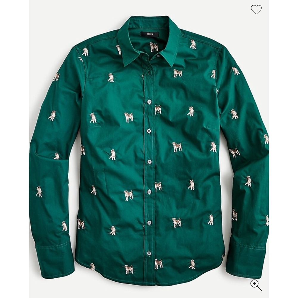 J. Crew Perfect slim shirt with dog embroidery. Size 18. EUC